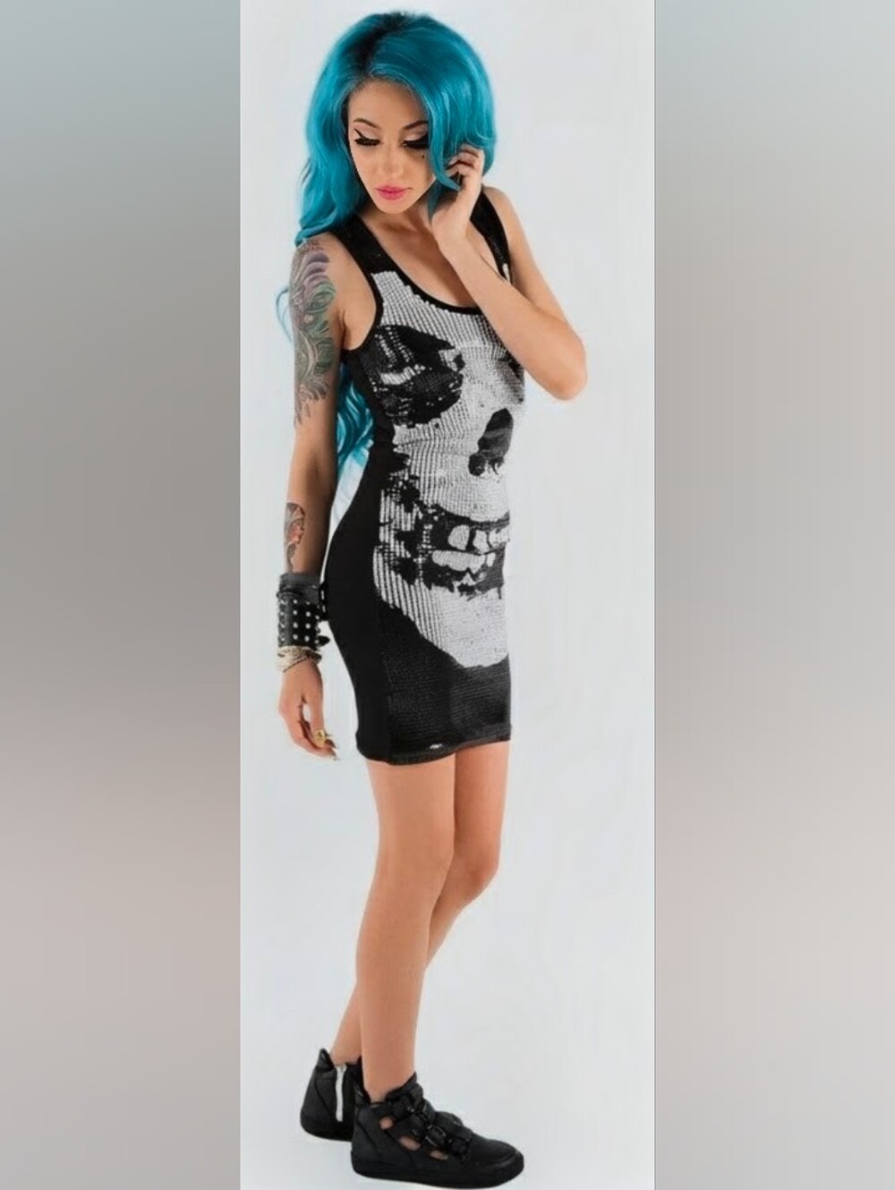 Iron Fist Misfits Fein Skull Sequin Mini Tank Dress - Picture 3 of 6